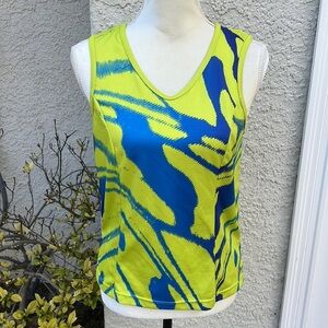 SheBeest Lime/Blue Women's Sleeveless Cycle Tank Size M
